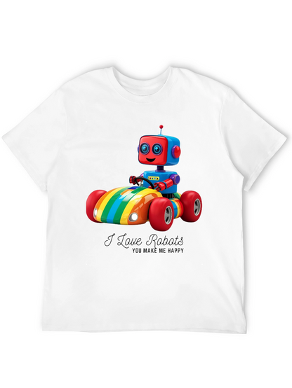 I Love Robots T-Shirt: Rainbow Robot Car Design
