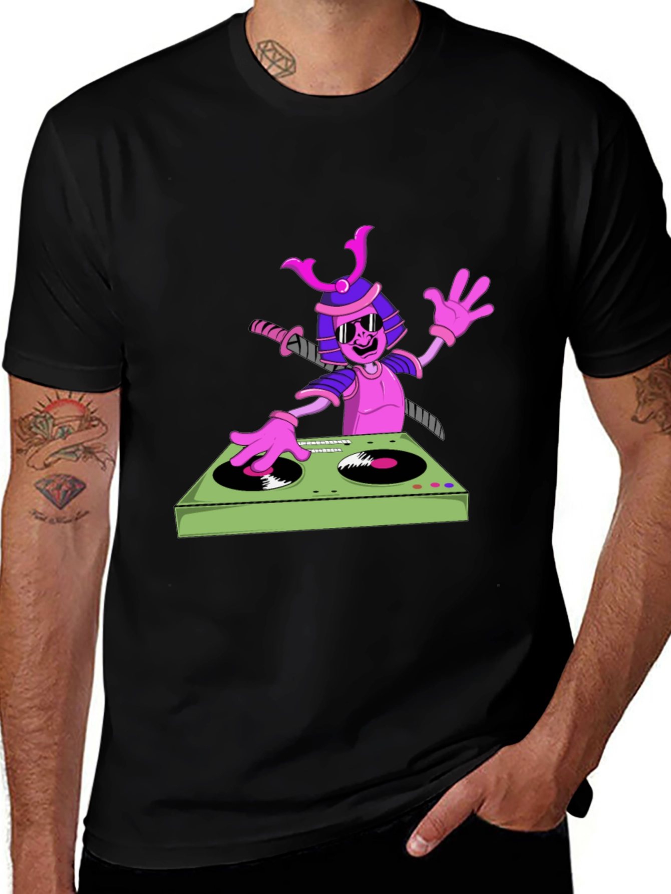 Samurai DJ Graphic T-Shirt - Cool and Unique!