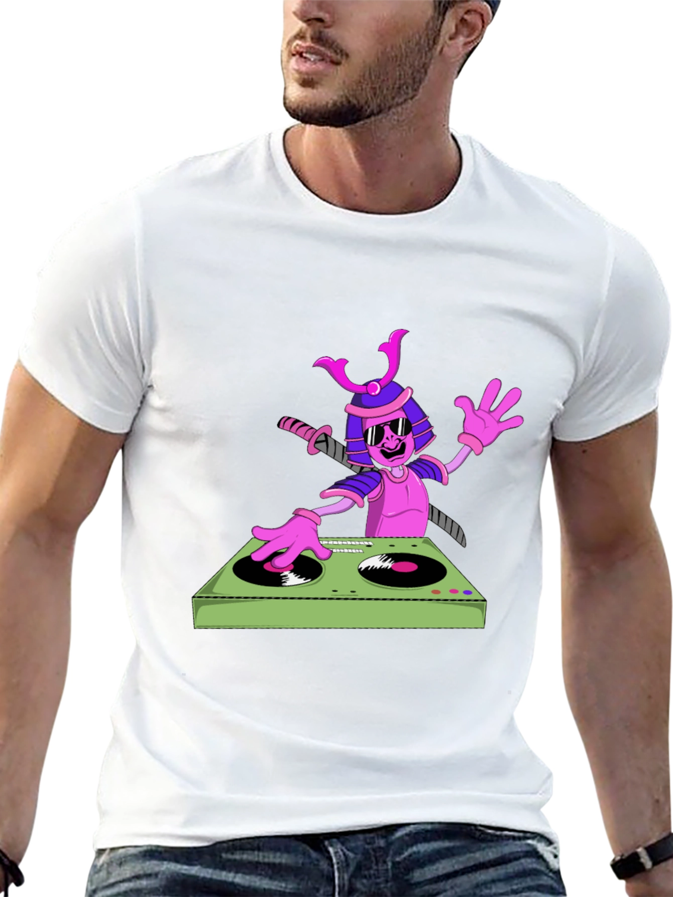 Samurai DJ Graphic T-Shirt - Cool and Unique!