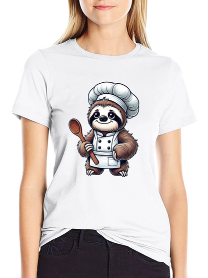 Chef Sloth T-Shirt - Cartoon Foodie Tee