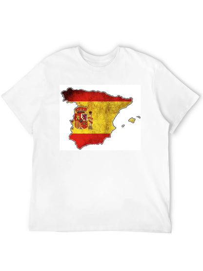 Spain Flag Map T-Shirt - Black Cotton Tee