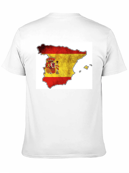Spain Flag Map T-Shirt - Black Cotton Tee