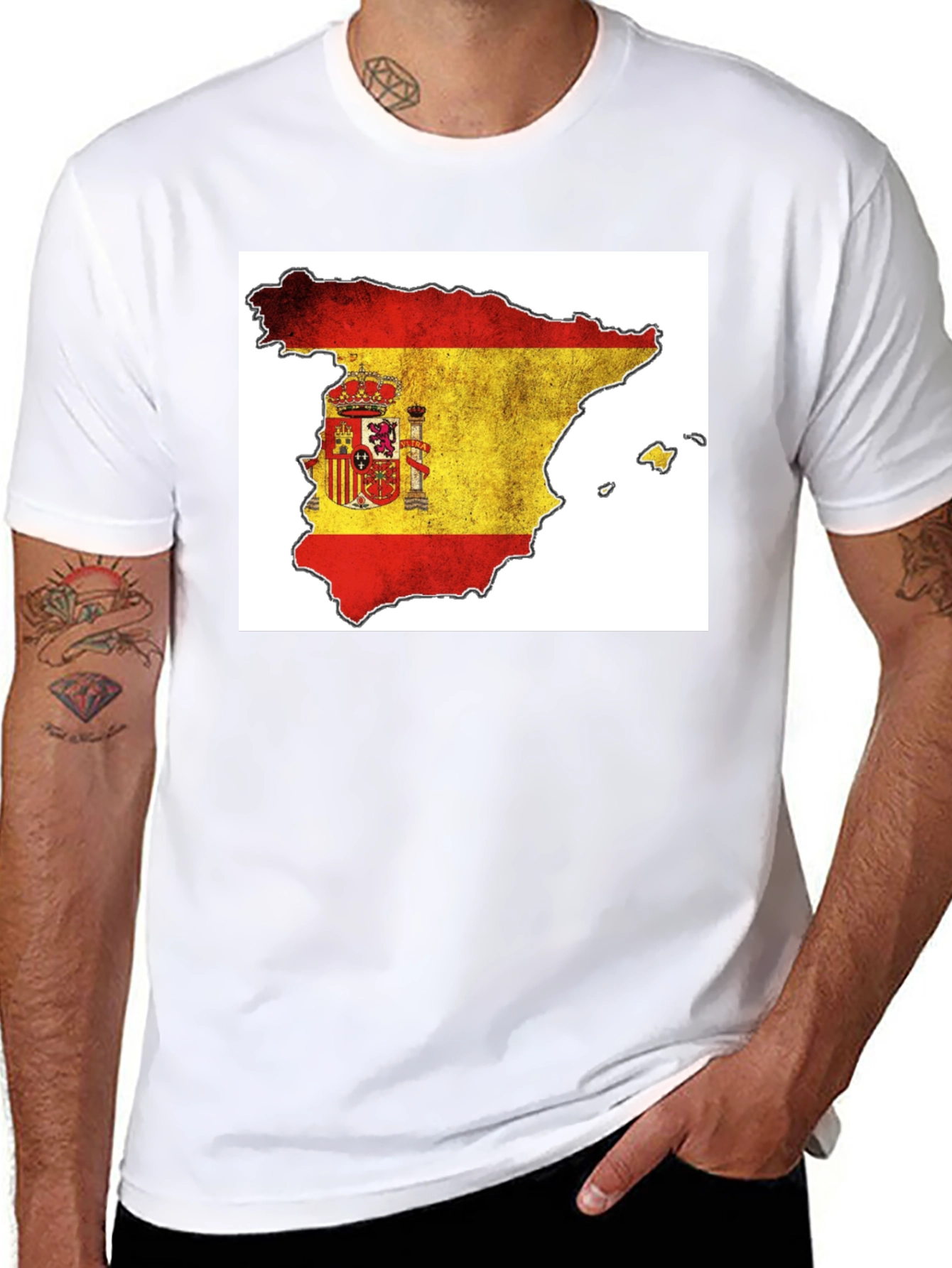 Spain Flag Map T-Shirt - Black Cotton Tee