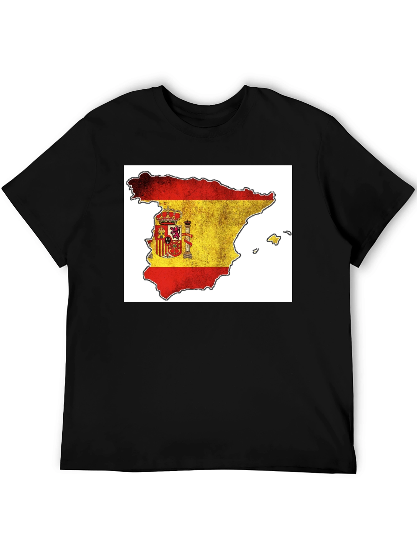Spain Flag Map T-Shirt - Black Cotton Tee