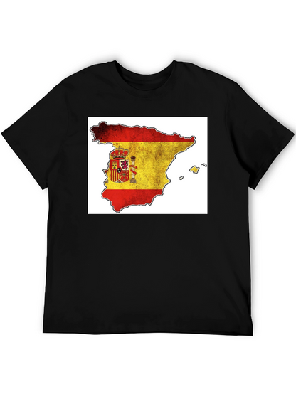 Spain Flag Map T-Shirt - Black Cotton Tee