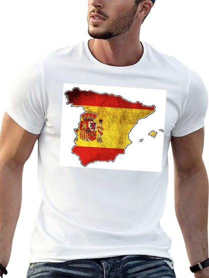 Spain Flag Map T-Shirt - Black Cotton Tee