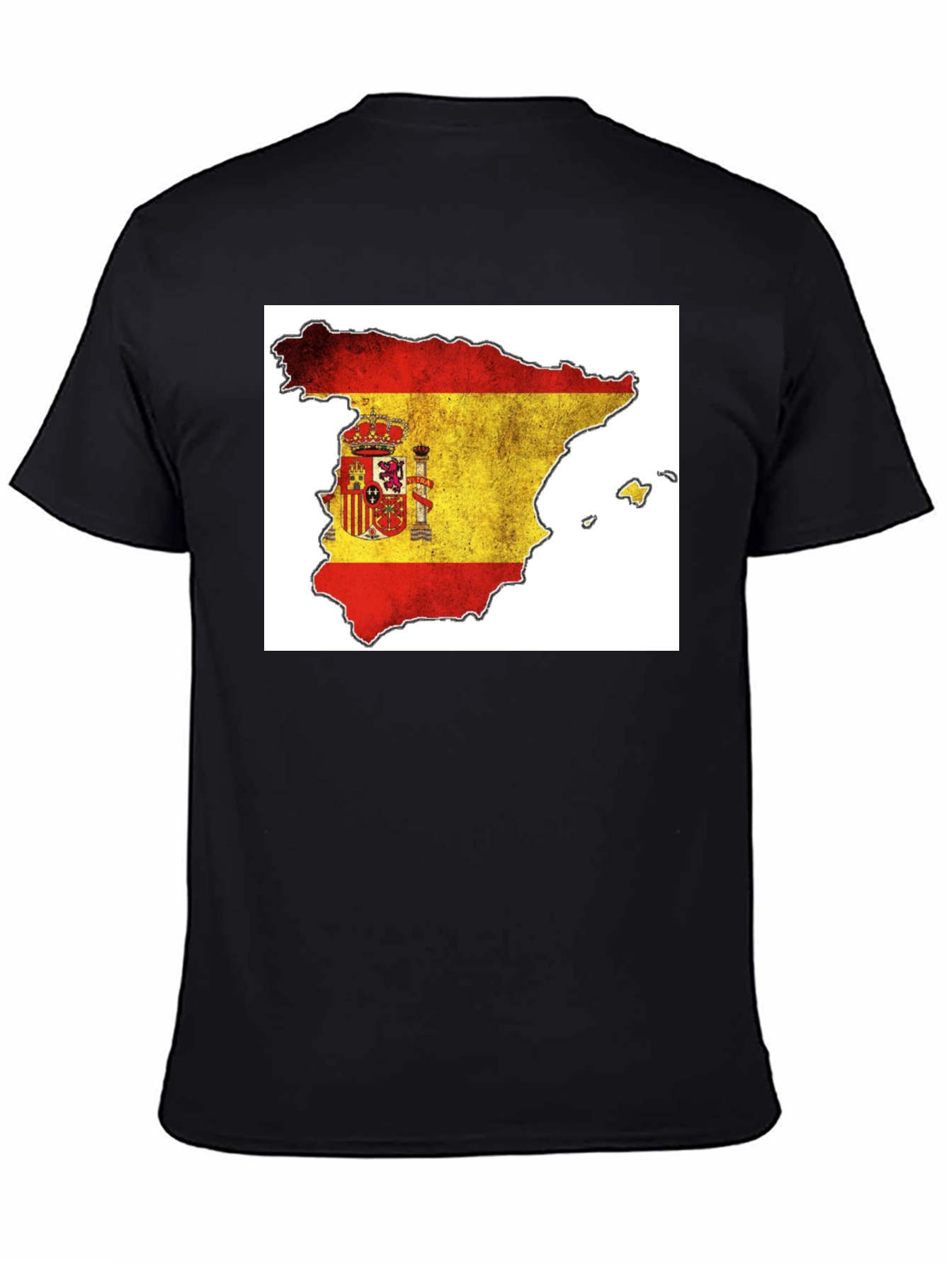 Spain Flag Map T-Shirt - Black Cotton Tee