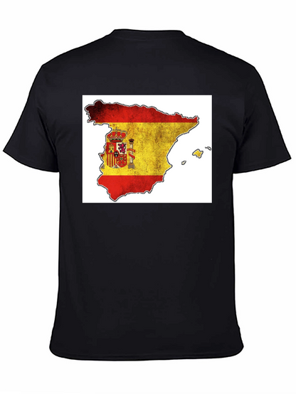 Spain Flag Map T-Shirt - Black Cotton Tee