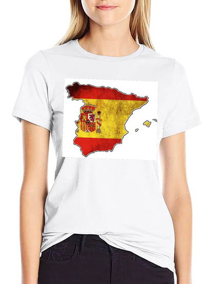 Spain Flag Map T-Shirt - Black Cotton Tee