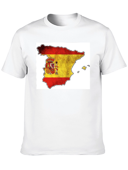 Spain Flag Map T-Shirt - Black Cotton Tee
