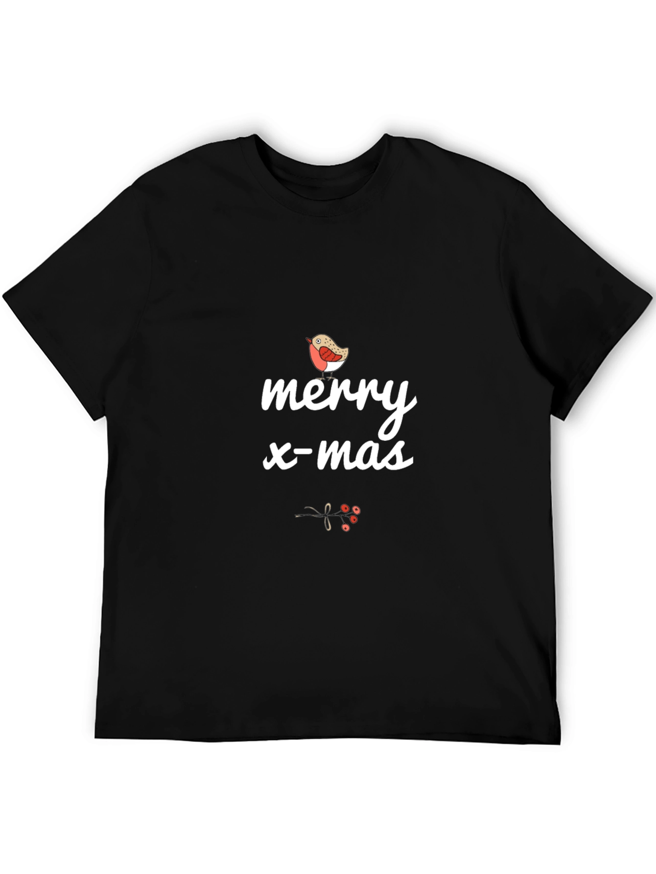 Merry X-mas Bird T-Shirt - Black