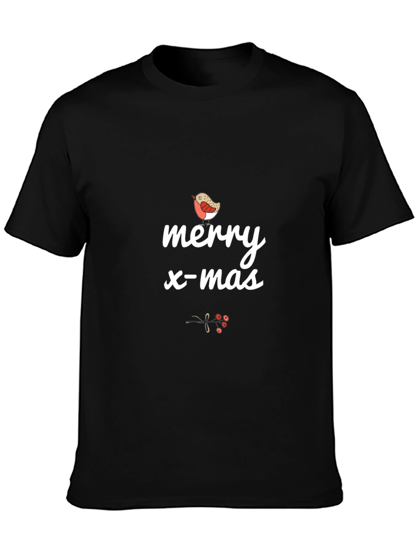 Merry X-mas Bird T-Shirt - Black