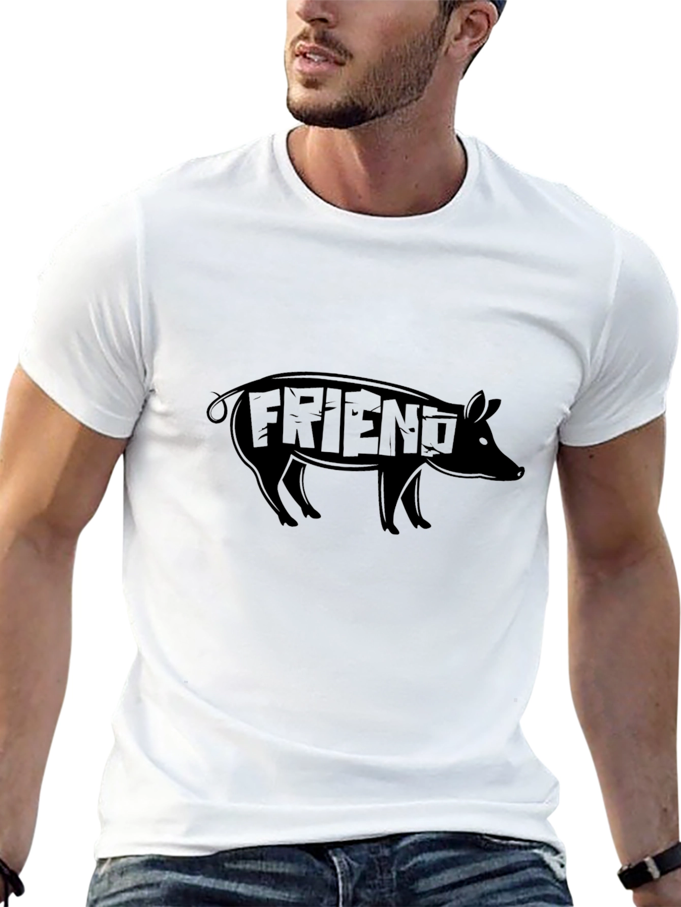 Pig Friend Graphic T-Shirt - Black