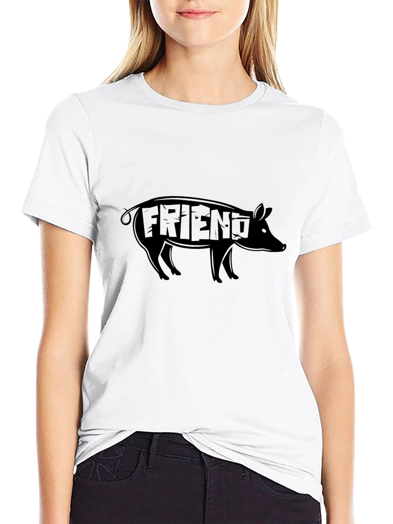 Pig Friend Graphic T-Shirt - Black