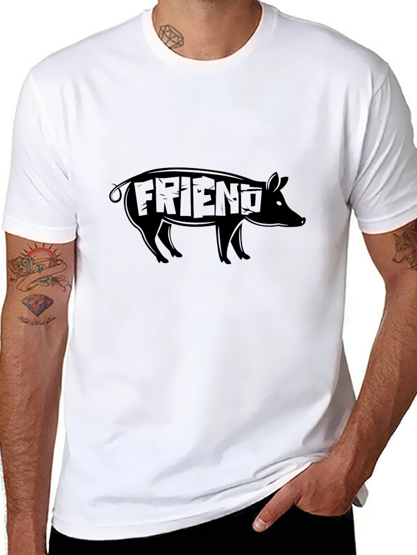 Pig Friend Graphic T-Shirt - Black