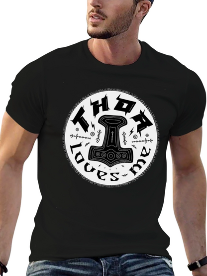 Thor Loves Mama Black Graphic T-Shirt