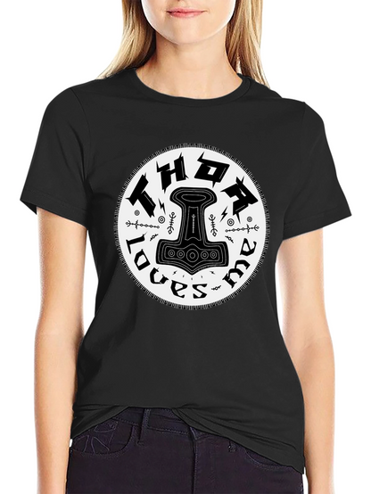 Thor Loves Mama Black Graphic T-Shirt