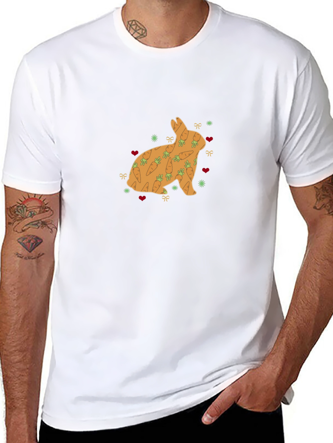 Bunny Carrots Graphic Tee - Black Cotton Blend