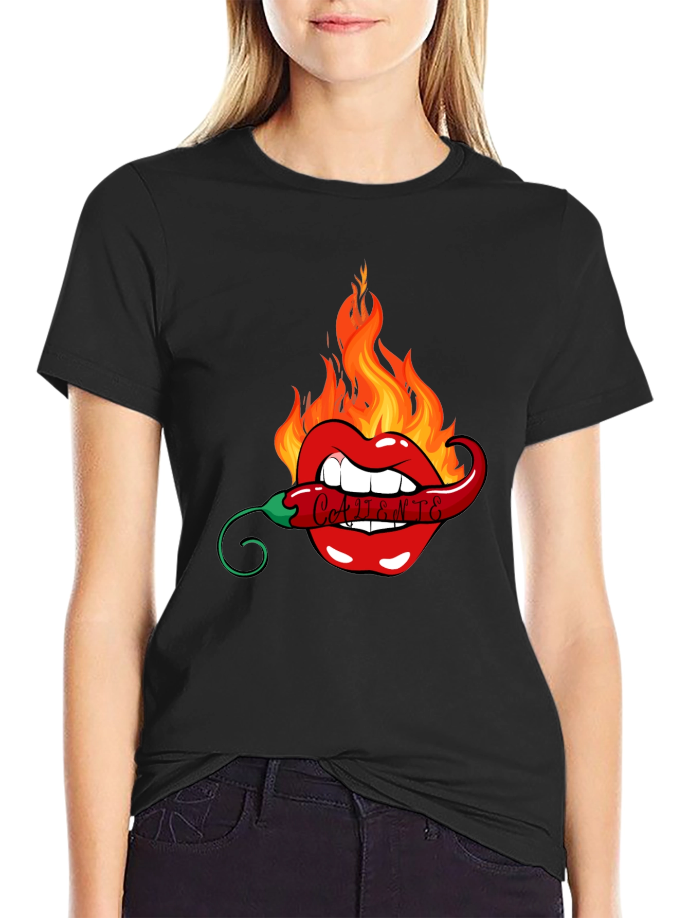 Spicy Lips Graphic Tee - Black