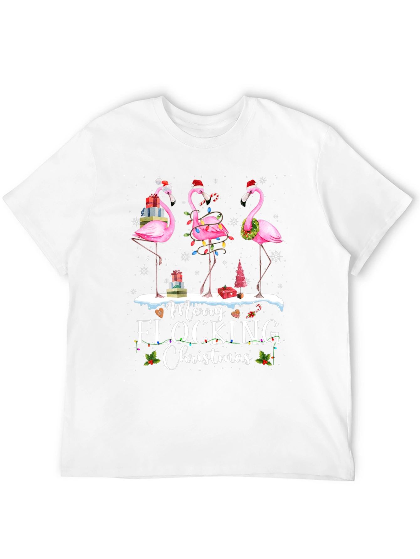 Merry Flocking Christmas Flamingo T-Shirt