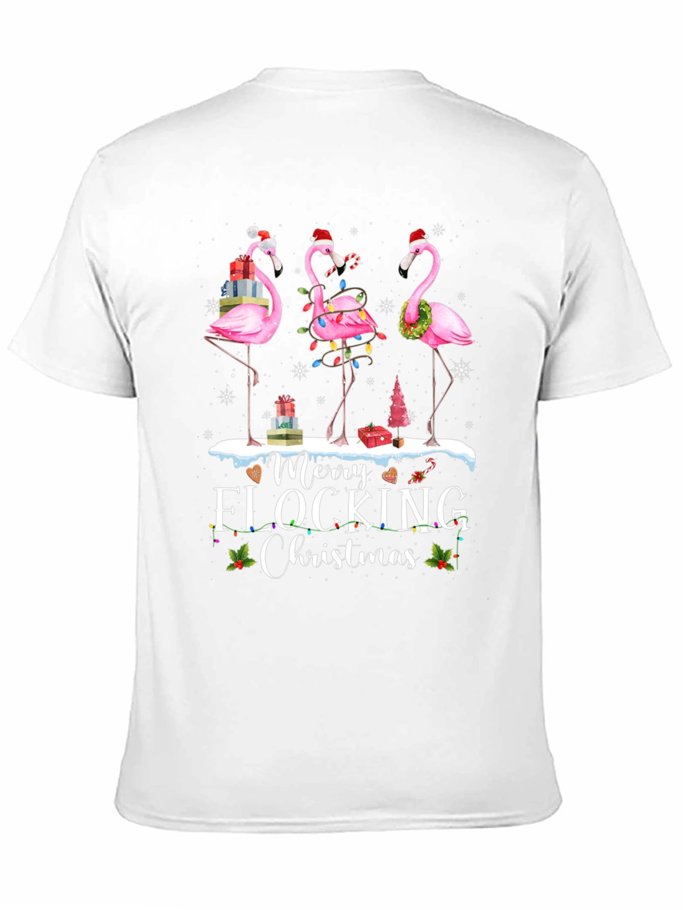 Merry Flocking Christmas Flamingo T-Shirt