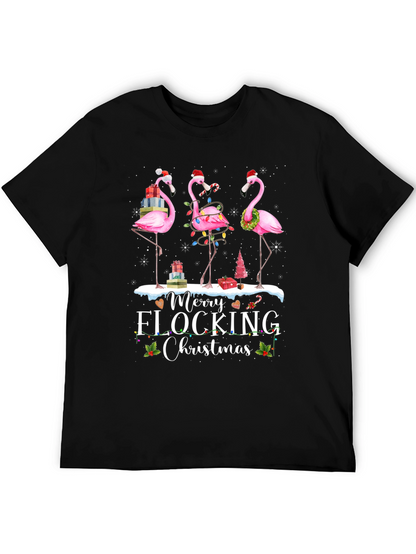 Merry Flocking Christmas Flamingo T-Shirt