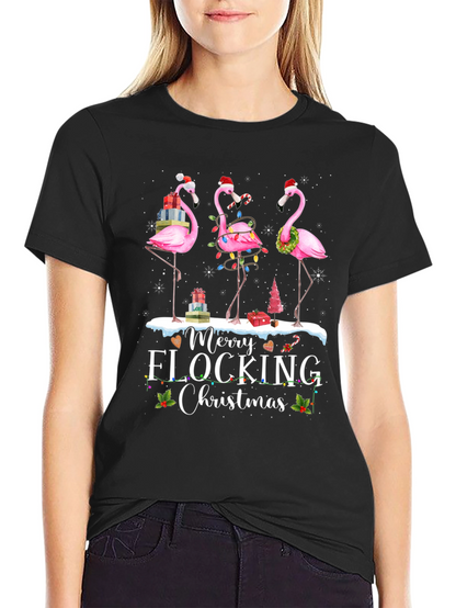 Merry Flocking Christmas Flamingo T-Shirt