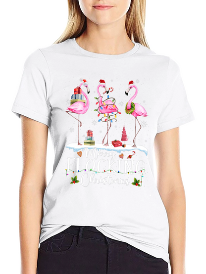 Merry Flocking Christmas Flamingo T-Shirt
