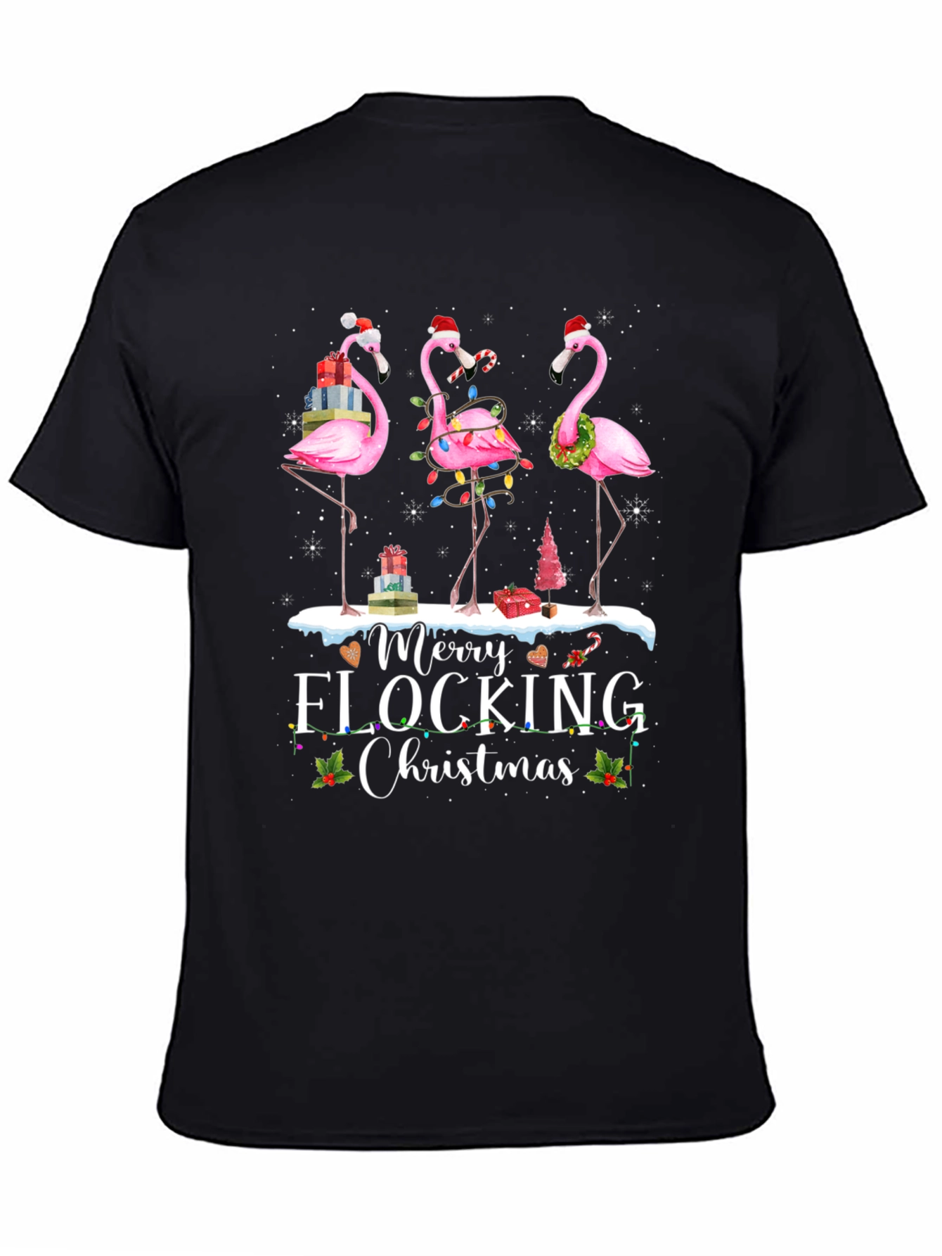 Merry Flocking Christmas Flamingo T-Shirt