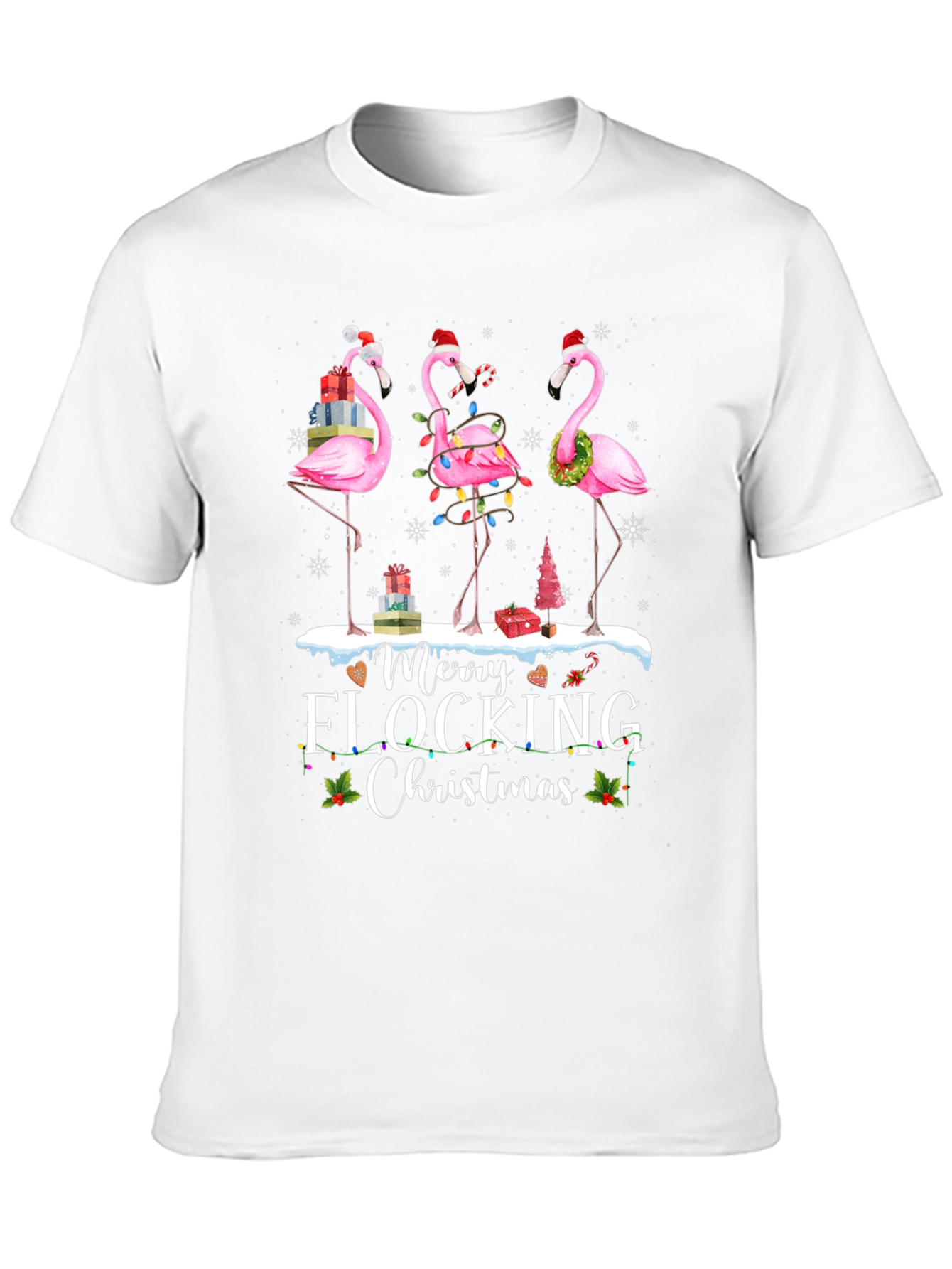 Merry Flocking Christmas Flamingo T-Shirt