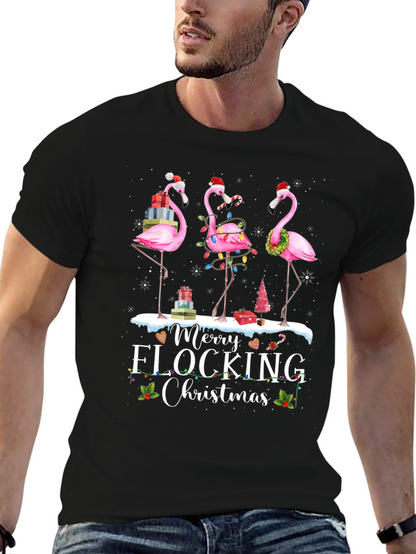 Merry Flocking Christmas Flamingo T-Shirt