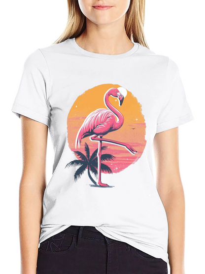 Flamingo Sunset Graphic Tee - Tropical Summer Vibes