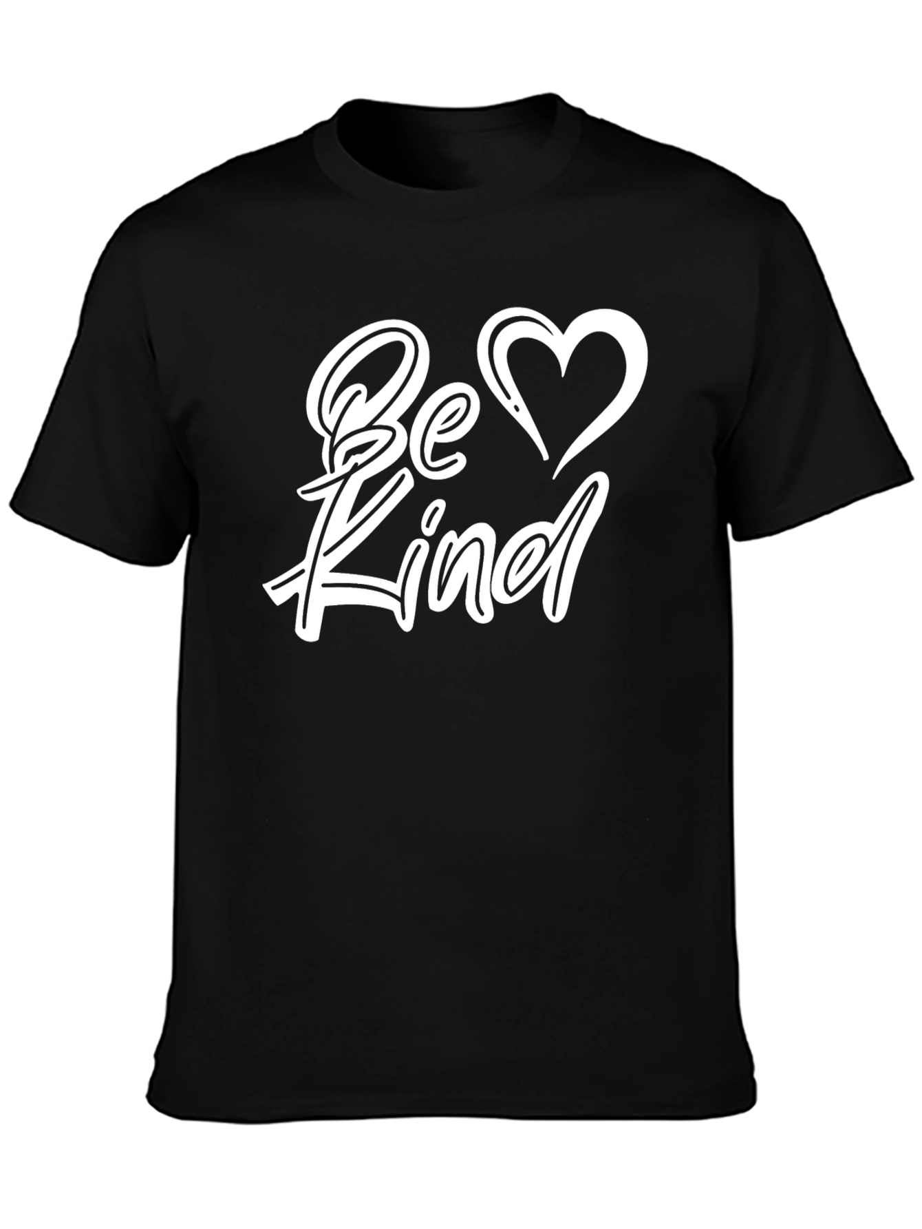 Be Kind Black T-Shirt with Heart Graphic