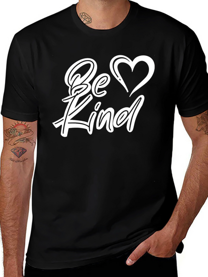 Be Kind Black T-Shirt with Heart Graphic