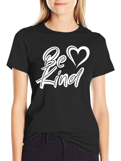 Be Kind Black T-Shirt with Heart Graphic