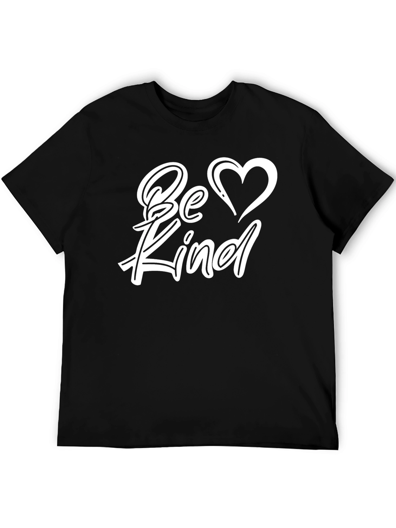 Be Kind Black T-Shirt with Heart Graphic