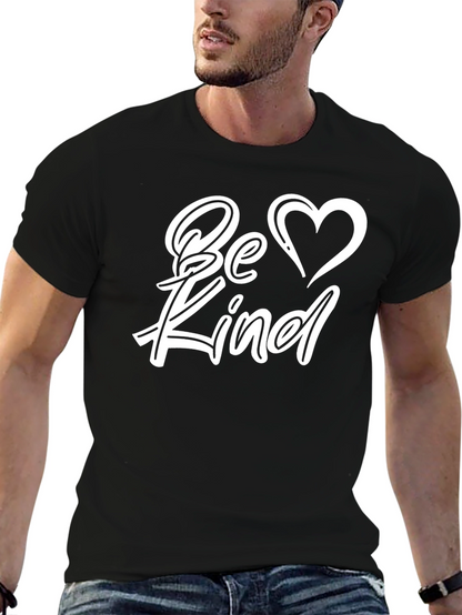 Be Kind Black T-Shirt with Heart Graphic