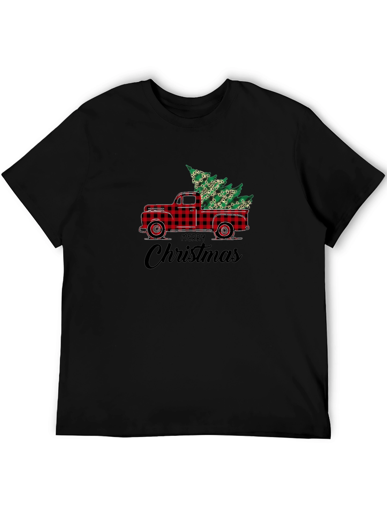 Merry Christmas Plaid Truck T-Shirt