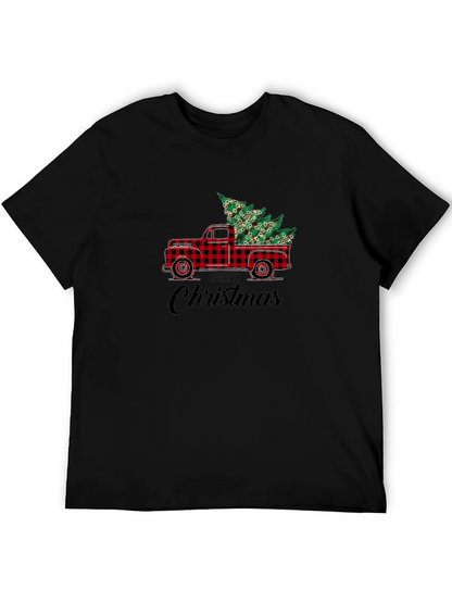 Merry Christmas Plaid Truck T-Shirt