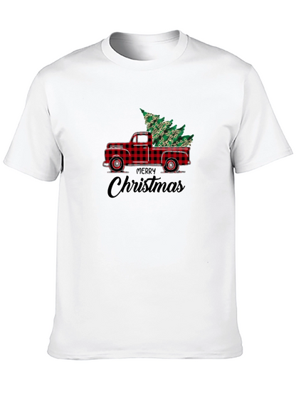 Merry Christmas Plaid Truck T-Shirt