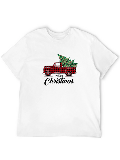Merry Christmas Plaid Truck T-Shirt