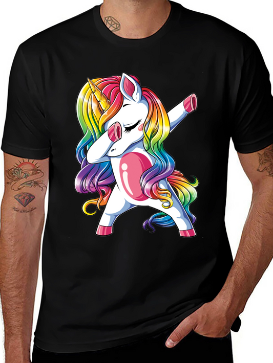 Dabbing Unicorn Graphic Tee - Mens Black T-Shirt
