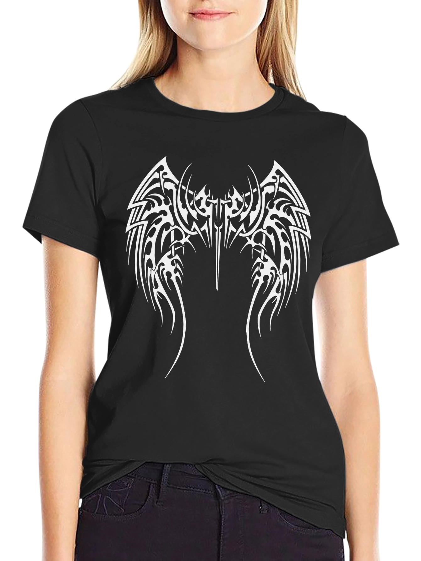 Tribal Wings Graphic Black T-Shirt