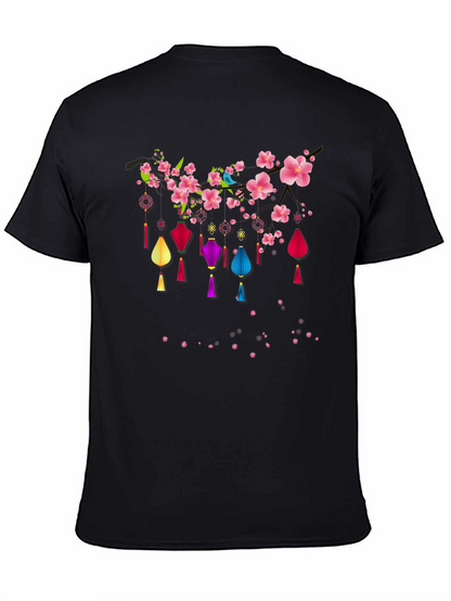 Floral Lantern Graphic Tee - Black