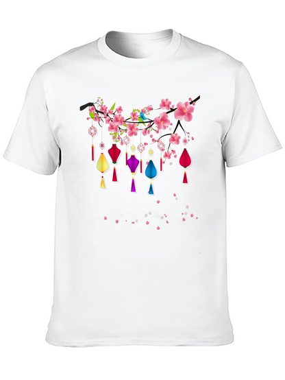 Floral Lantern Graphic Tee - Black