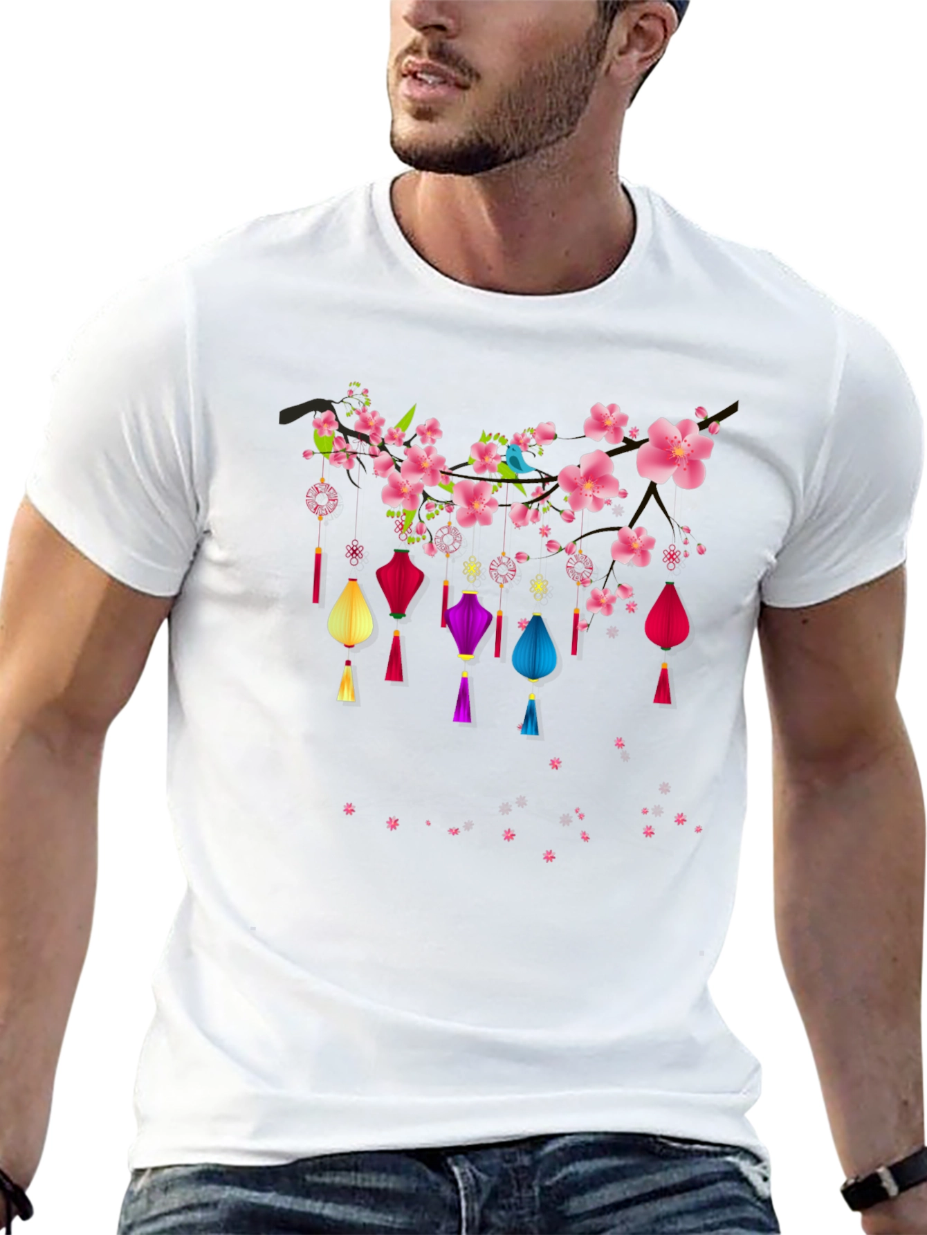 Floral Lantern Graphic Tee - Black