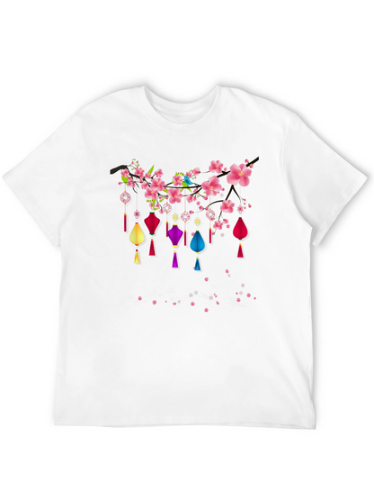 Floral Lantern Graphic Tee - Black
