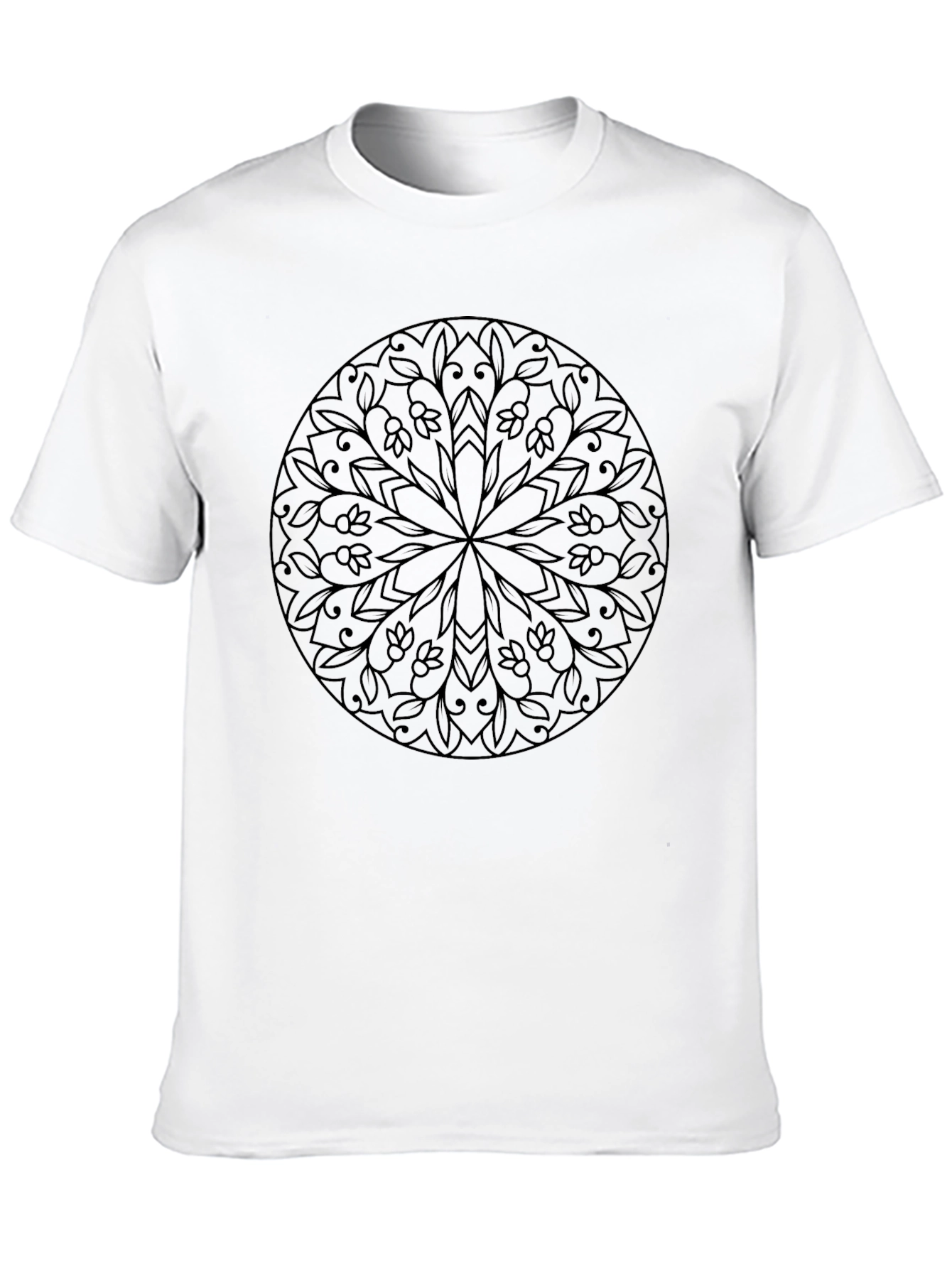 Floral Mandala Graphic Black T-Shirt