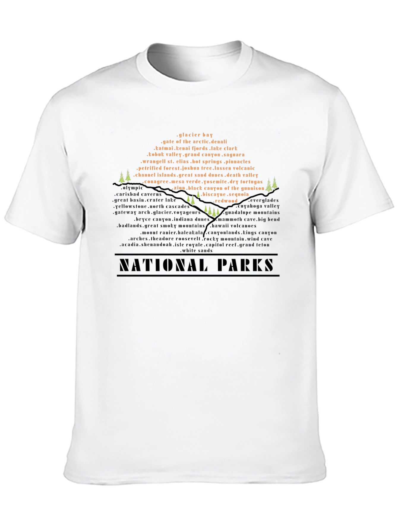 National Parks Word Cloud T-Shirt
