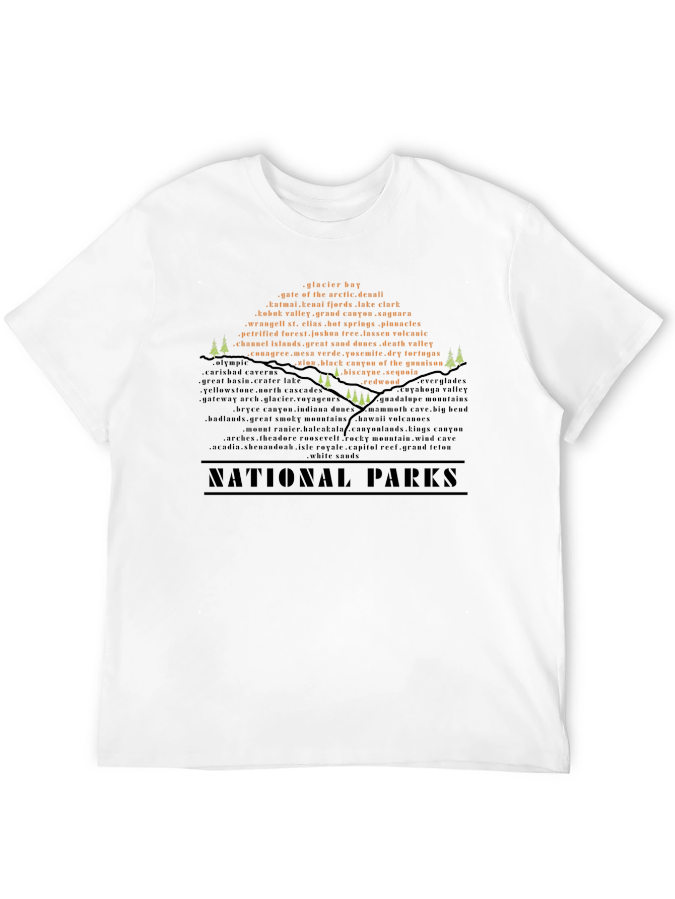 National Parks Word Cloud T-Shirt